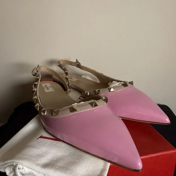 Valentino Pink Studded Slingback flats - Picture 5 of 6